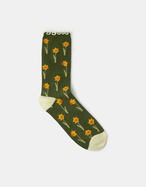 Daffodil Print Socks, , large