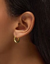 14ct Gold-Plated Chunky Huggie Hoop Earrings, , large