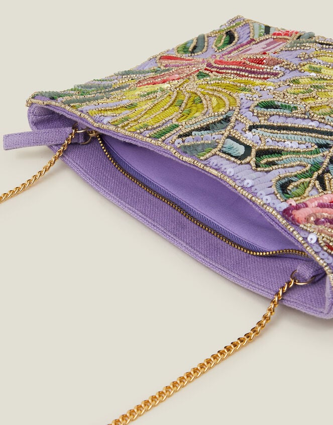 Zip Top Embellished Clutch Bag, , large