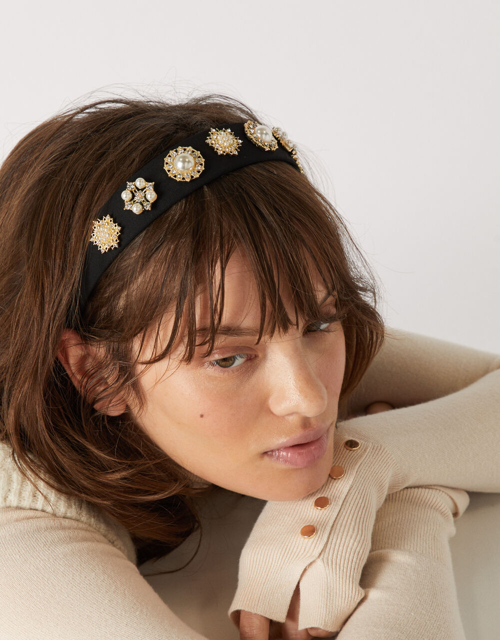 Pearl and Crystal Headband, , large
