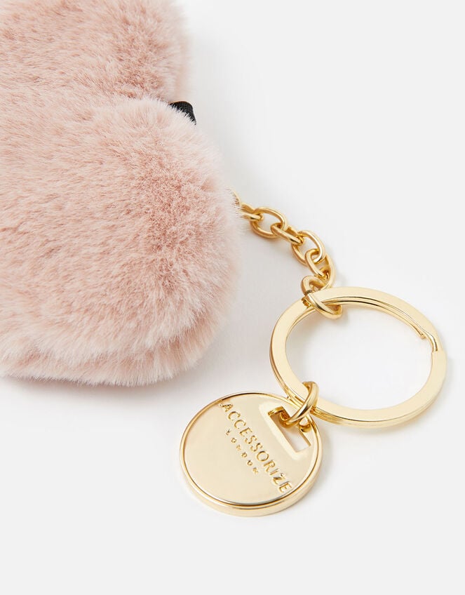 Fluffy Heart Keyring, Pink (PINK), large