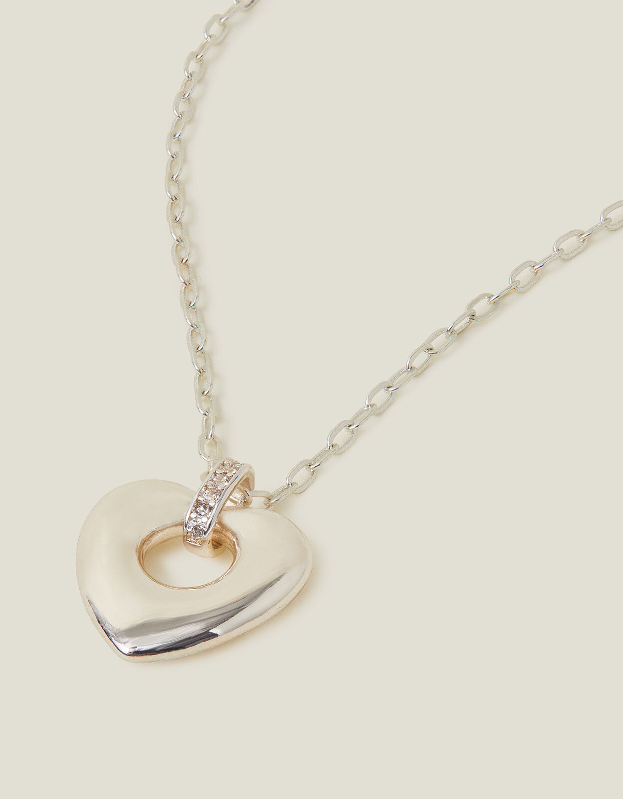 Sterling Silver Plated Heart Necklace Sterling Silver Accessorize ROI