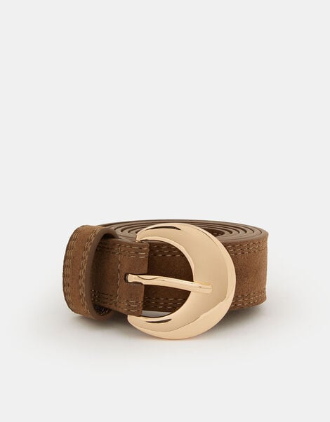 Suede Buckle Belt, Tan (TAN), large