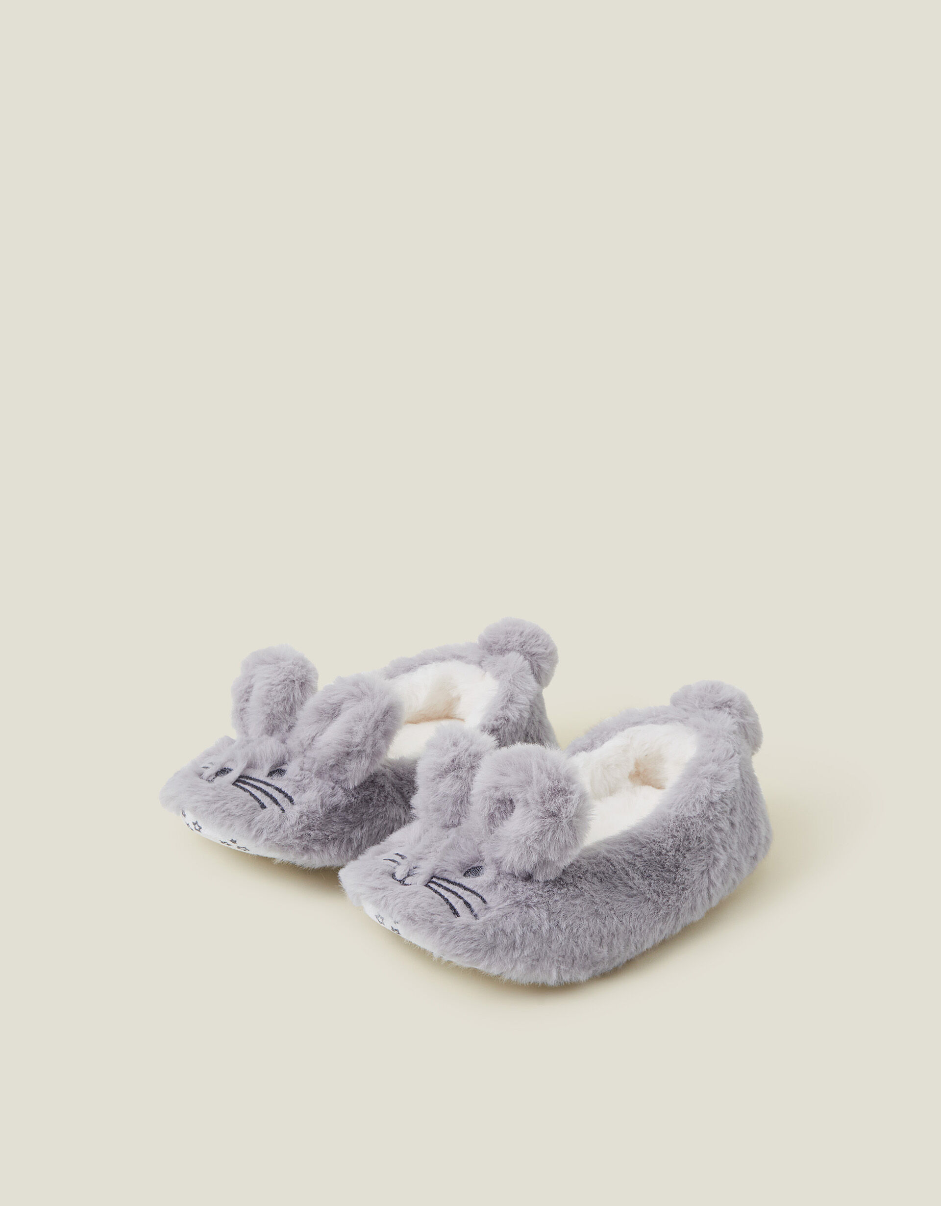 Girls Faux Fur Bunny Ballerina Slippers Grey Clothing Shoes Accessorize Global