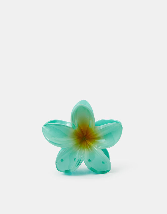Tropical Flower Claw Clip Turquoise, , large