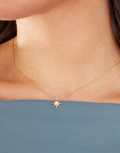 14ct Gold-Plated Star Pearl Pendant Necklace, , large