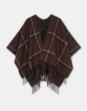 Check Print Knit Poncho, , large