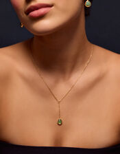 14ct Gold-Plated Green Quartz Lariat Necklace, , large