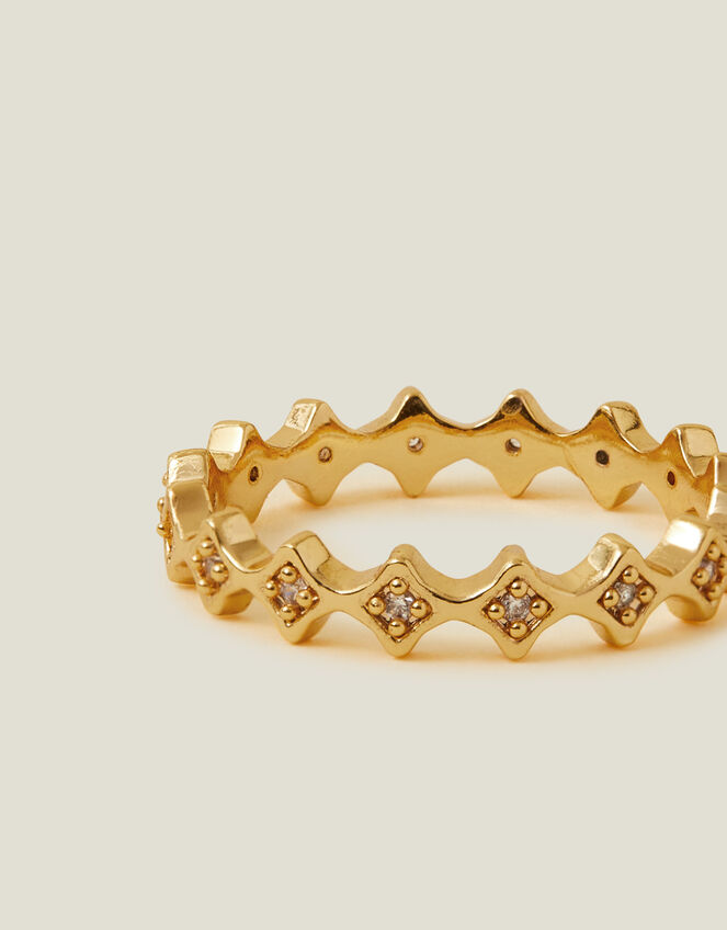 14ct Gold-Plated Star Band Ring, Gold (GOLD), large
