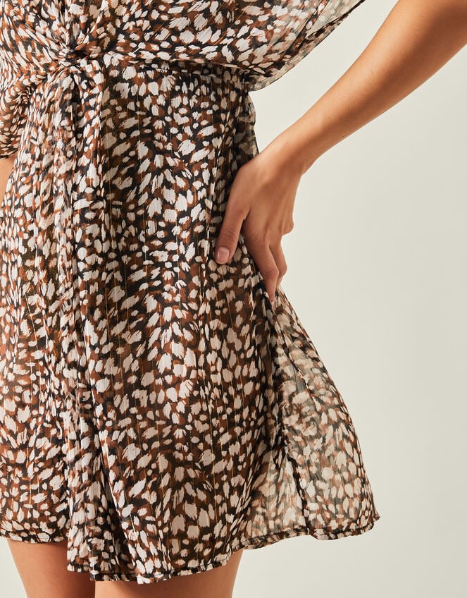 Animal Print Chiffon Kaftan, Brown (BROWN), large