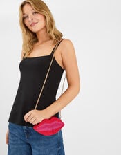 Beaded Lips Clutch Bag, , large