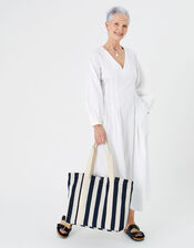 Stripe Shopper Bag, Blue (NAVY), large