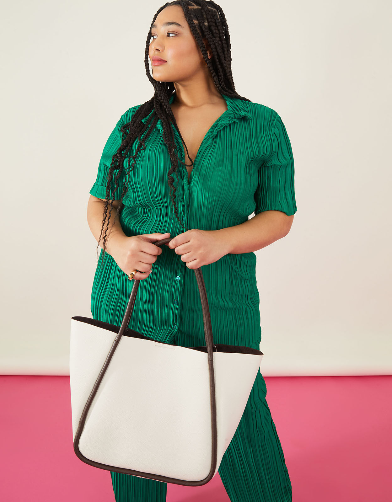 Contrast Piping Shoulder Bag