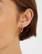 Mini Gemstone Hoop Earrings Pink, , large