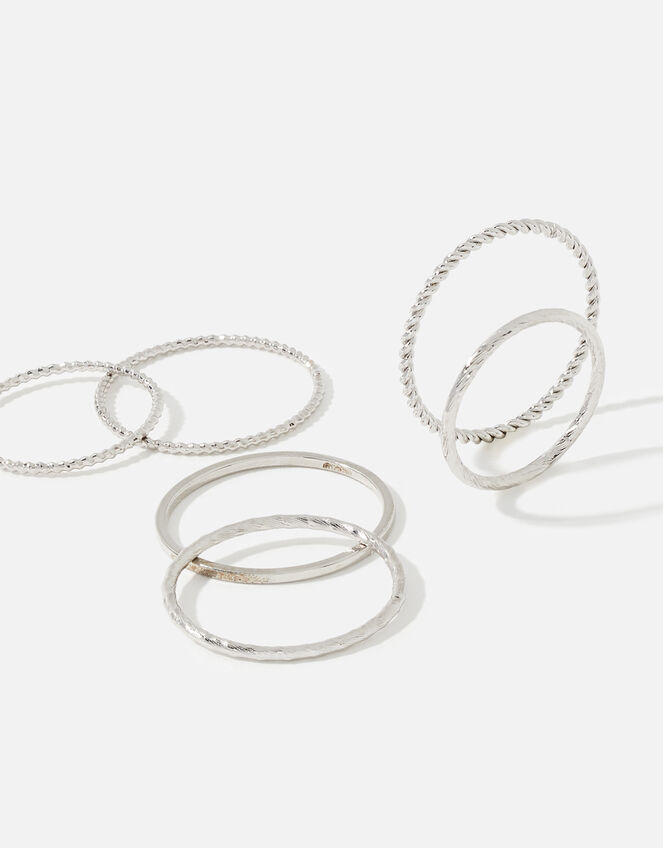 Platinum-Plated Stacking Ring Set, Silver (SILVER), large