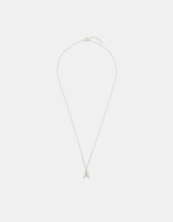 Sterling Silver Initial Pendant Necklace, Silver (ST SILVER), large