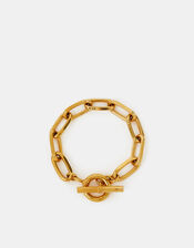 14ct Gold-Plated Chunky T-Bar Chain Bracelet, , large