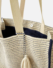 Woven Metallic Slouch Tote Bag, , large