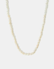 Sterling Silver-Plated Seed Pearl Necklace, , large