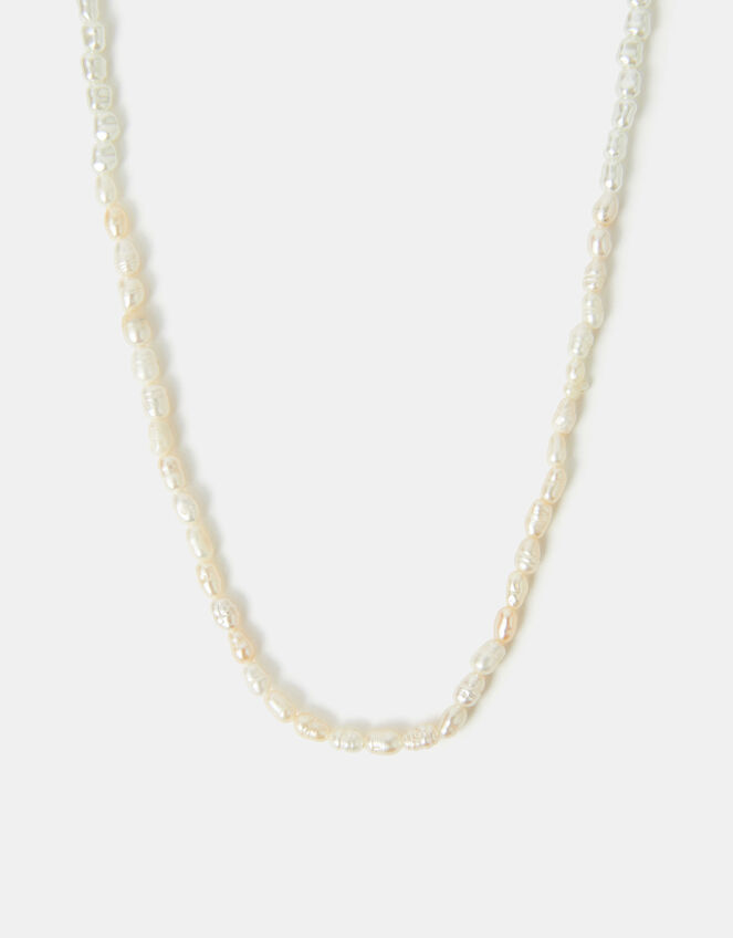 Sterling Silver-Plated Seed Pearl Necklace, , large
