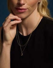 14ct Gold-Plated Clear Quartz Pendant Layered Necklace, , large