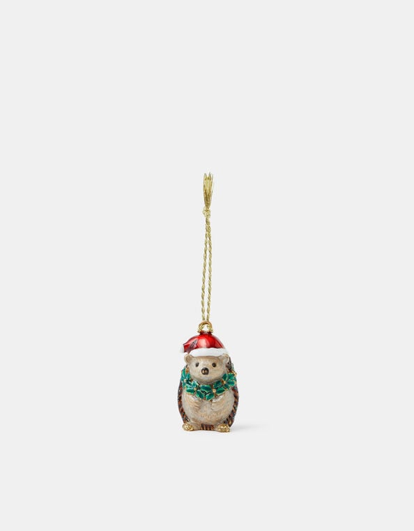 Hedgehog Enamel Christmas Tree Decoration, , large