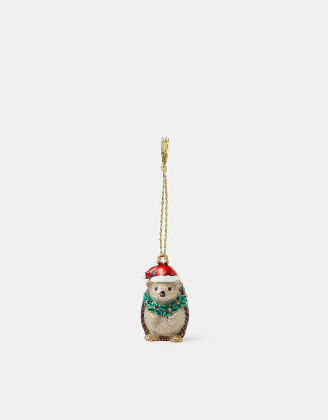 Hedgehog Enamel Christmas Tree Decoration, , large