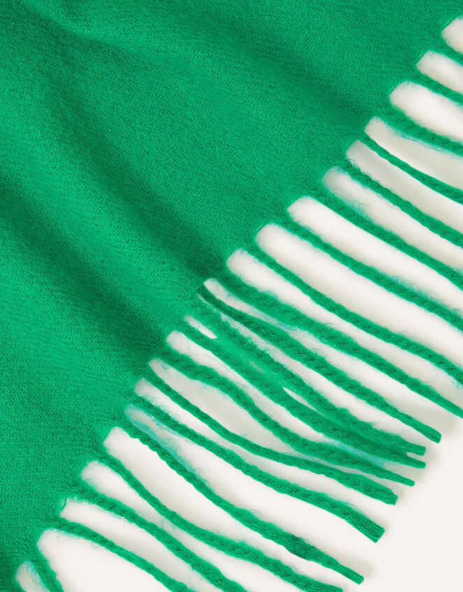 Plain Tassel Scarf, Green (GREEN), large
