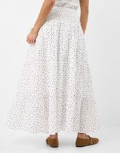 Polka Dot Tiered Maxi Skirt, Ivory (IVORY), large