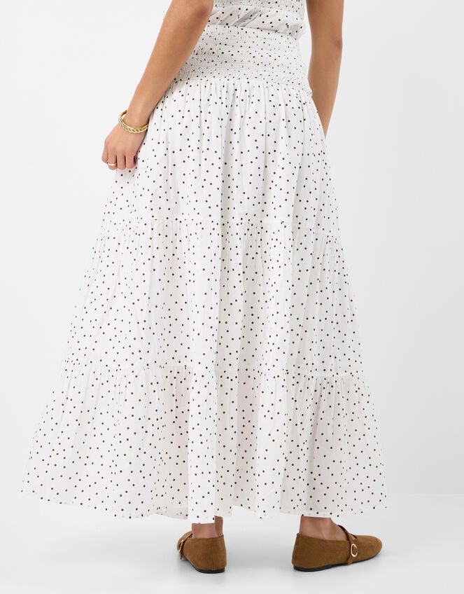 Polka Dot Tiered Maxi Skirt, Ivory (IVORY), large