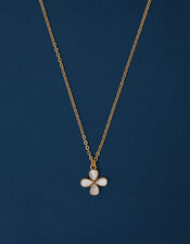 14ct Gold-Plated Mother of Pearl Clover Pendant Necklace, , large