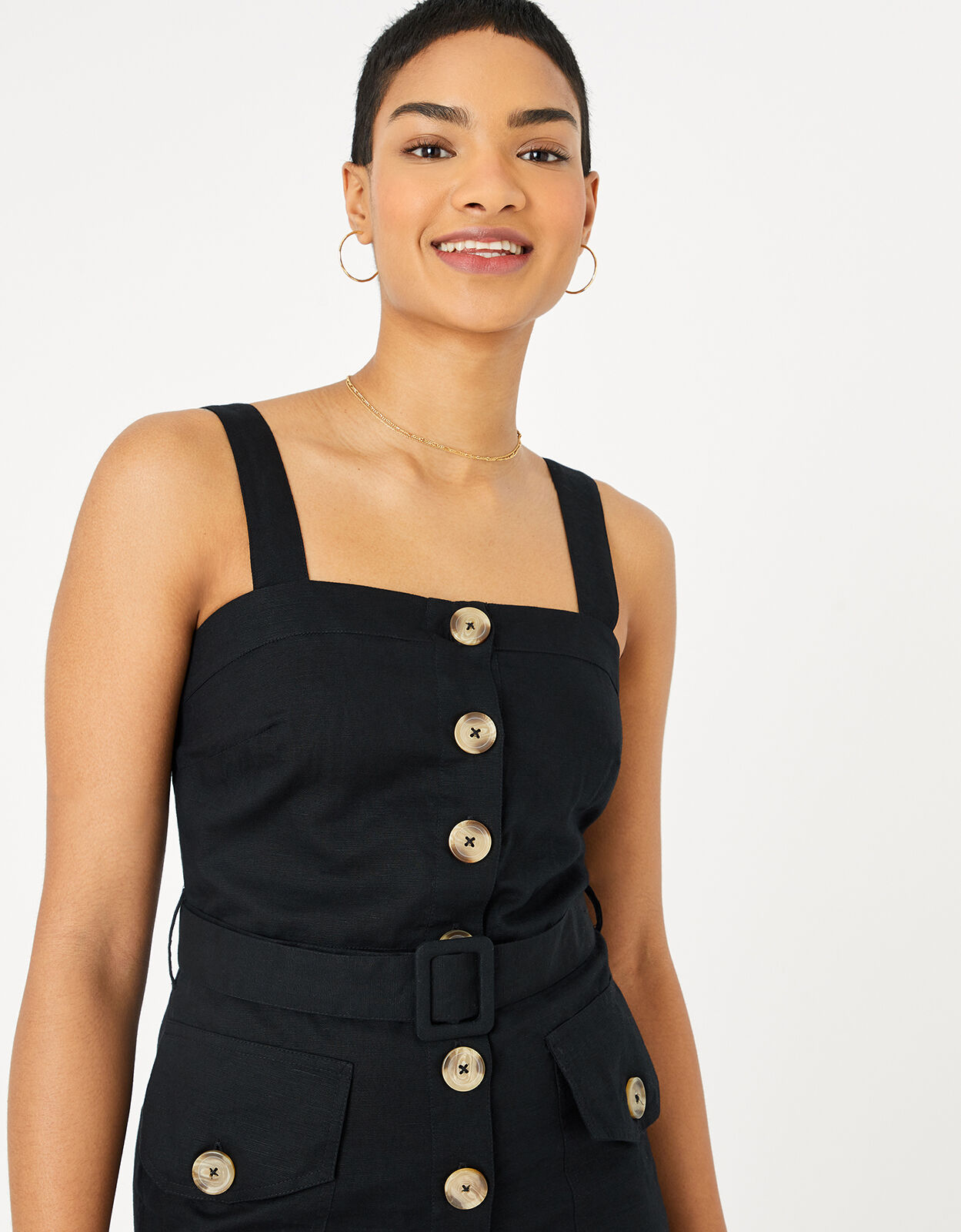 Linen button down midi dress deals