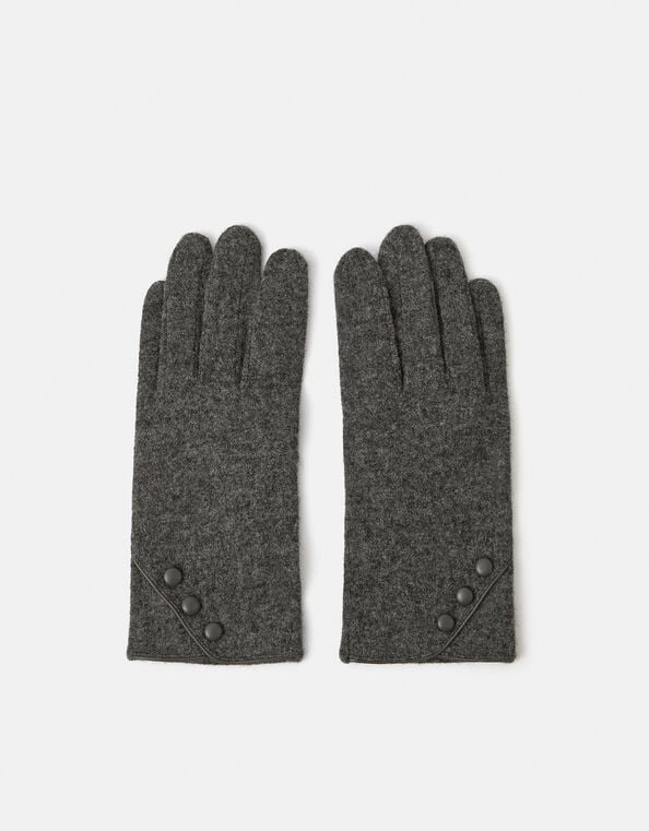 Plain Wool Gloves, Grey (GREY), large