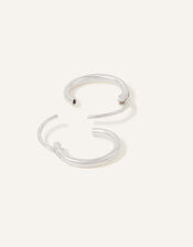 Sterling Silver Simple Huggie Hoops , , large