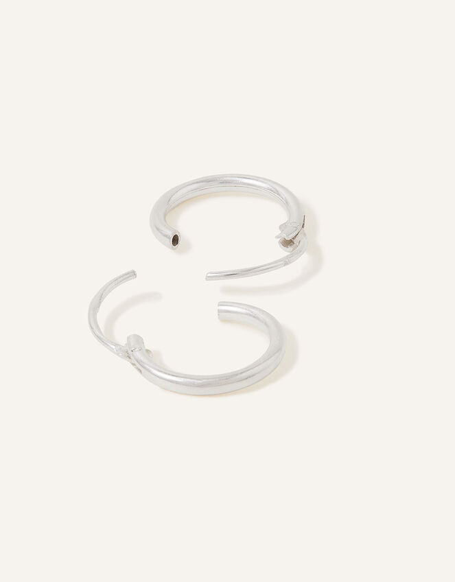 Sterling Silver Simple Huggie Hoops , , large