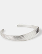 Sterling Silver-Plate Wave Cuff Bracelet, , large