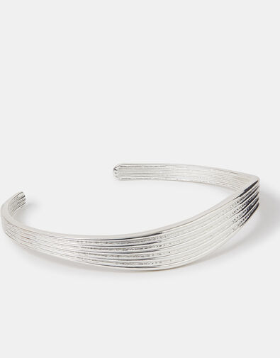 Sterling Silver-Plate Wave Cuff Bracelet, , large