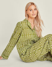 Block Print Long Pyjamas Set, Green (GREEN), large