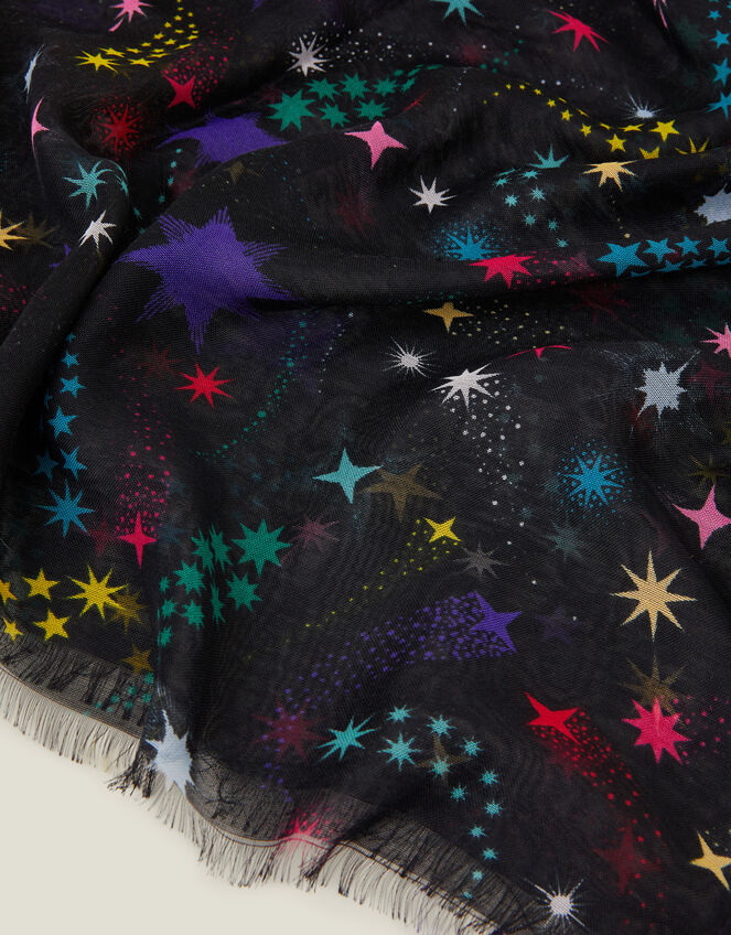 Multicolour Star Print Scarf, , large
