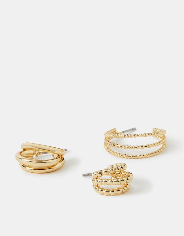 3-Pack Triple Layered Hoop Earrings, , large