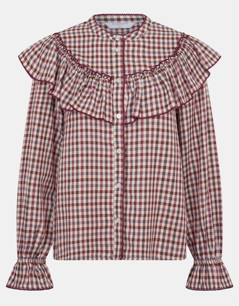 Ruffle Check Blouse, Multi (MULTI), large