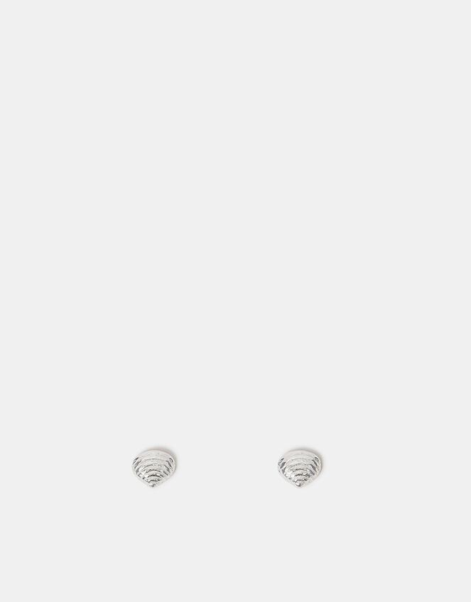Sterling Silver Shell Stud Earrings, , large