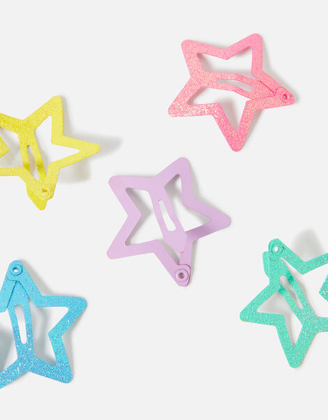 Girls Star Hair Clips 5 Pack, , large