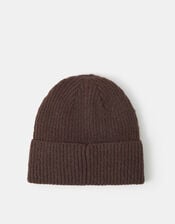 Heart Embroidered Beanie Hat, Brown (CHOCOLATE), large