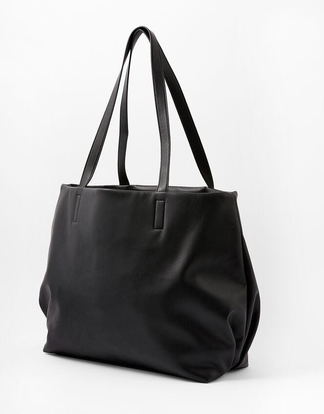 Savannah Pleated Slouch Shopper, Black (BLACK), large