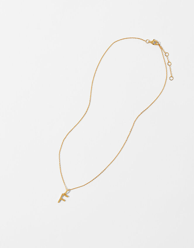Gold Vermeil Initial Pendant Necklace - F, , large
