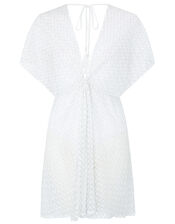 Sheer Shimmer Lace Kaftan, White (WHITE), large