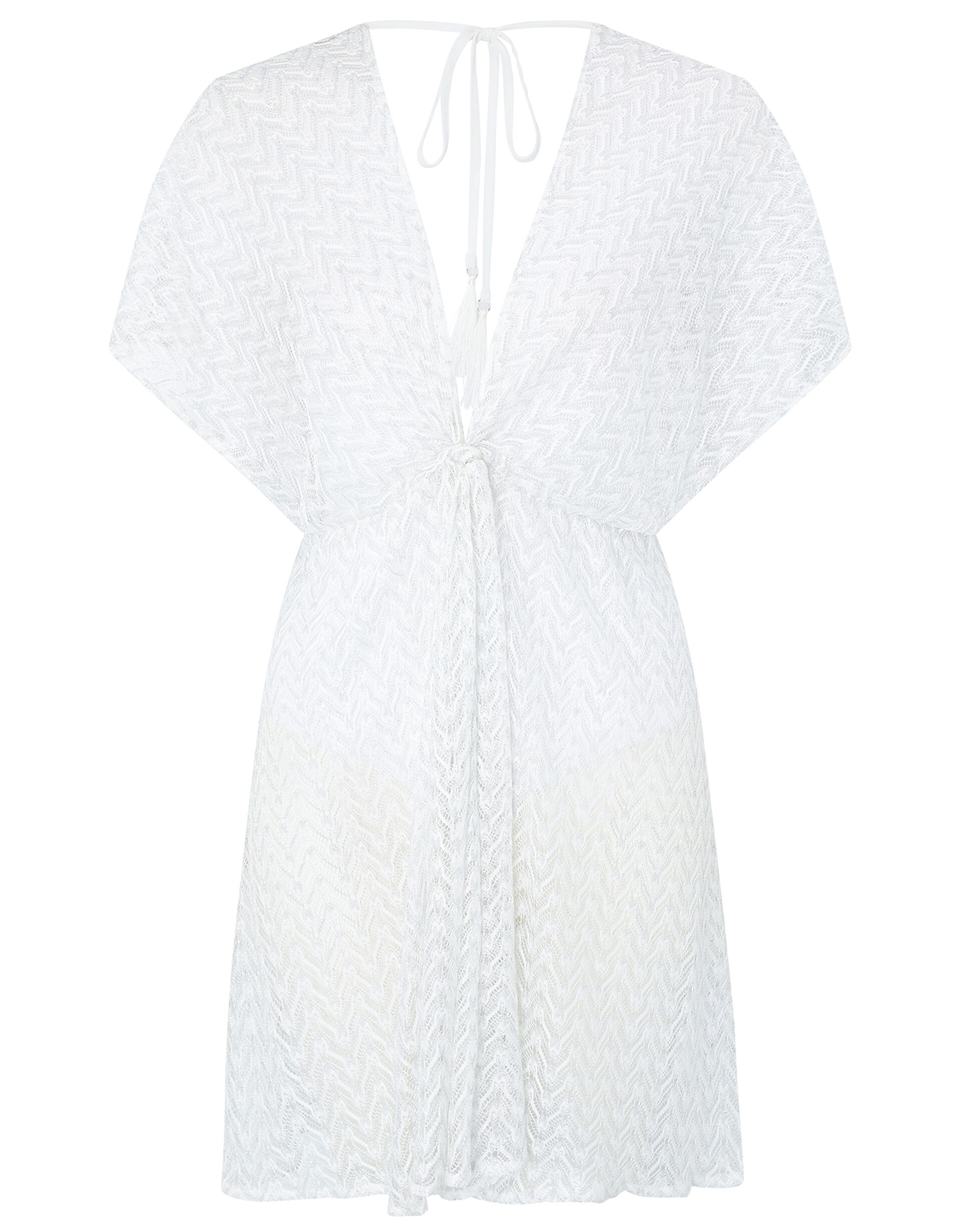 Sheer Shimmer Lace Kaftan, White (WHITE), large