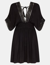 Crochet Trim Kaftan , Black (BLACK), large