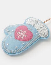 Embroidered Mitten Felt Christmas Tree Decoration, , large
